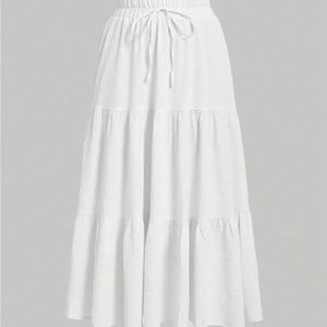 SHEIN White Tiered Maxi Skirt